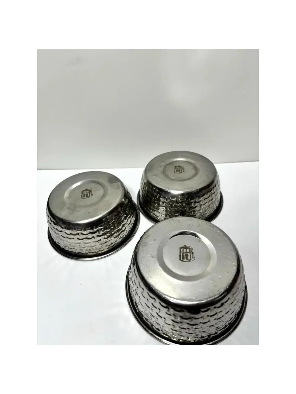 Dogit Silver Chrome Mini Bone Dog Bowls Set of 3 for Pets GUC As Is